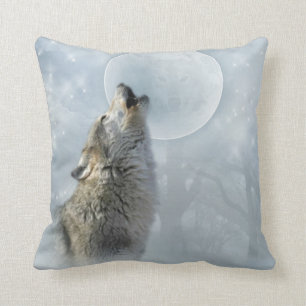 Coussin de MoJo d'Américain de lune bleue de loup