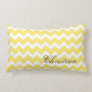 Coussin de monogramme de motif de chevrons de