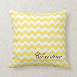 Coussin de monogramme de motif de chevrons de