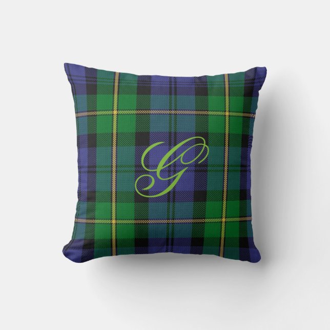 Coussin de monogramme de tartan de clan de Gordon (Recto)