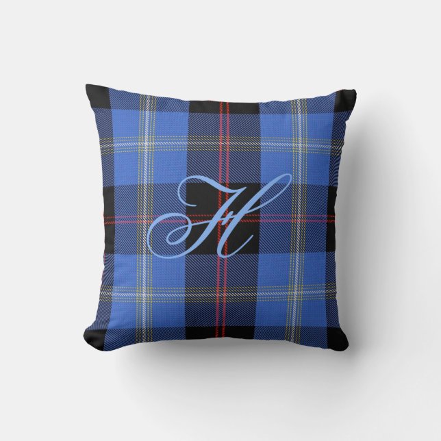 Coussin de monogramme de tartan de colline (Recto)
