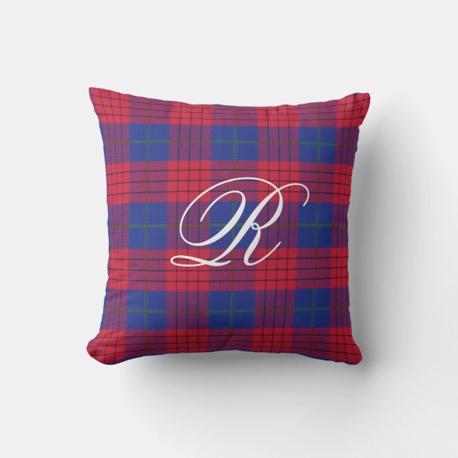 Coussin de monogramme de tartan de Robinson (Recto)