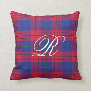 Coussin de monogramme de tartan de Robinson