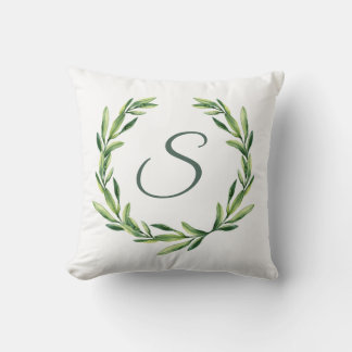 Coussin de monogramme initial personnalisé Couronn