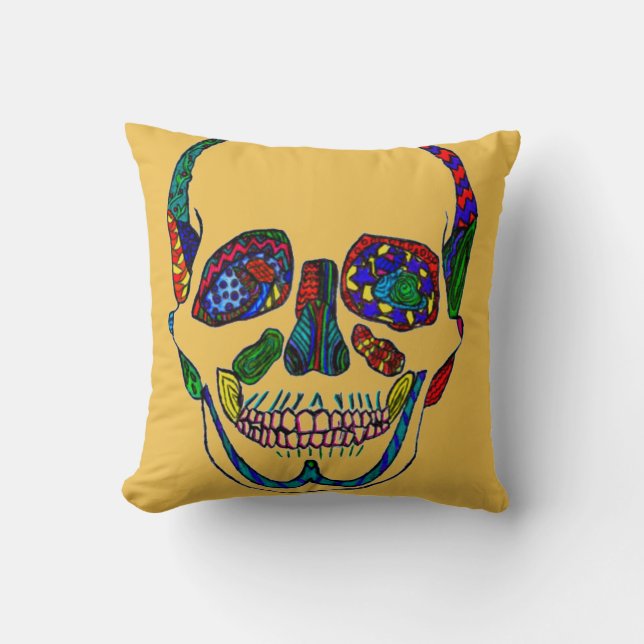 Coussin de mosaïque de crâne de sucre anatomique c (Recto)