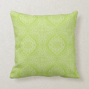 Coussin de motif de damassé - chaux et vert