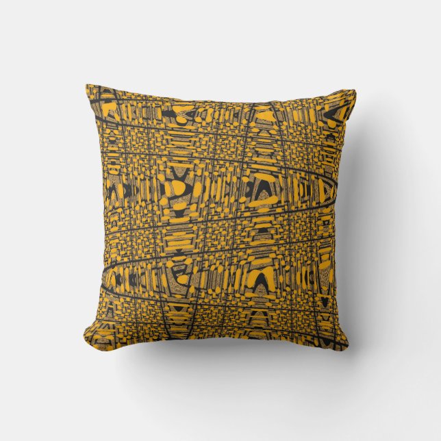 Coussin de Motif de vague gris orange moderne (Recto)