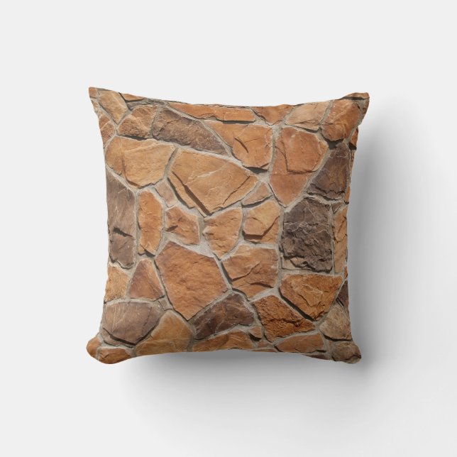 Coussin de mur de pierre rouge réversible (Recto)