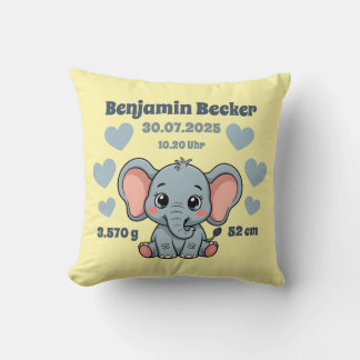 Coussin de naissance personnalisable - Éléphant