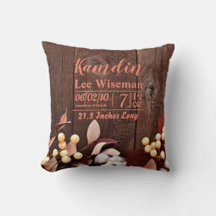 Coussin de naissance personnalisé Branche de coton