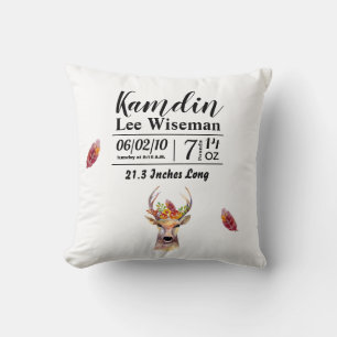 Coussin de naissance personnalisé cerf de boho Buc