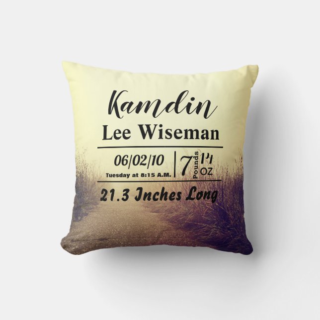 Coussin de naissance personnalisé Sunrise Pathway  (Recto)