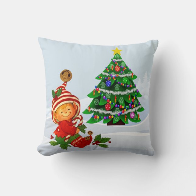 Coussin de Noël Adorable Elfe (Recto)