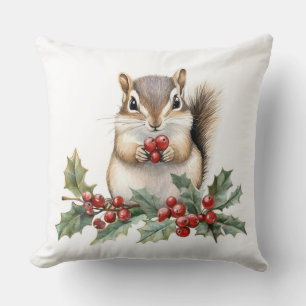 Coussin de Noël au motif de joli écureuil