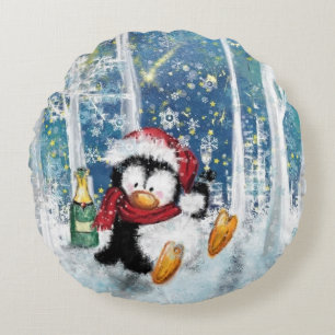 Coussin de Noël avec Happy Penguin