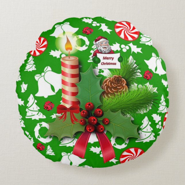 Coussin de Noël, bougie de Noël (Devant)