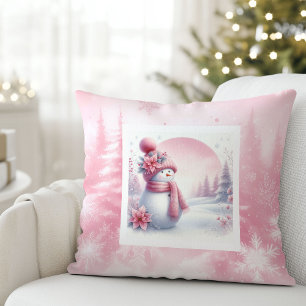 Coussin de Noël cadeau Bonhomme de neige forêt Pin