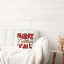 Coussin de Noël cosy avec illustration de Père Noë