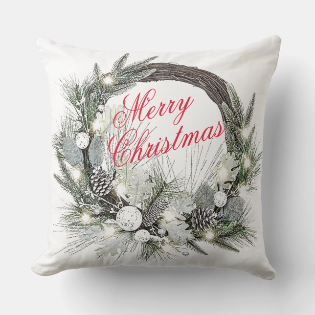 Coussin de Noël «Couronne de cônes de pin» (Recto)