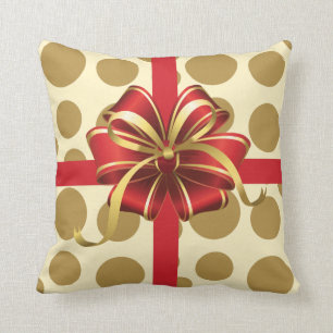 Coussin de Noël, crème et pois modernes d'or ave