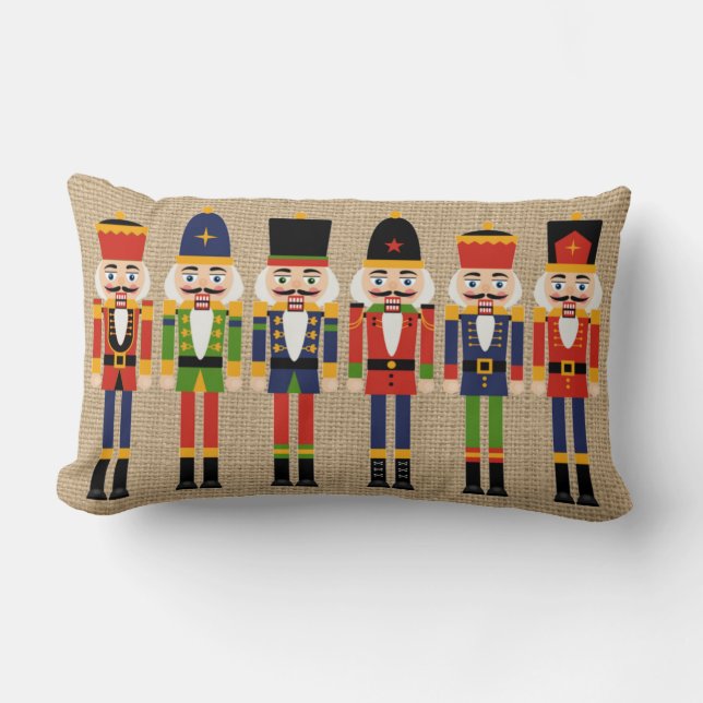 Coussin de Noël de casse-noix sur la toile de jute (Recto)