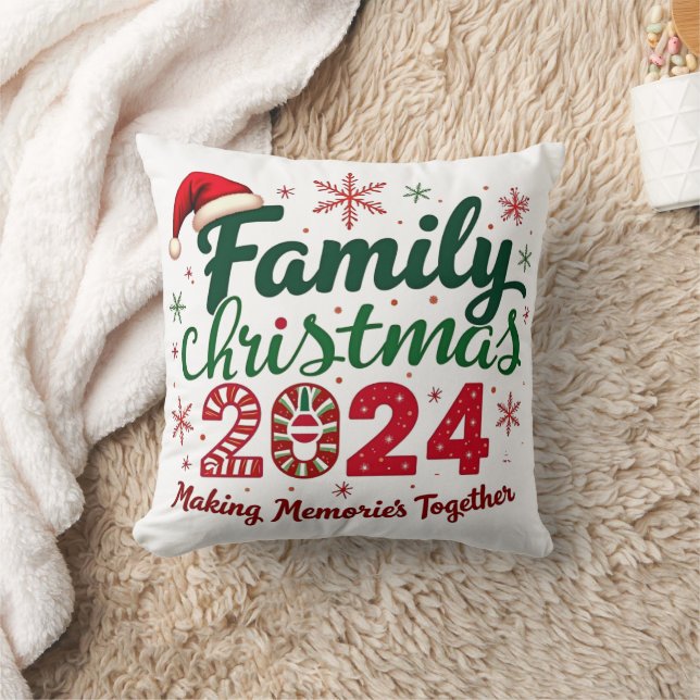 Coussin de Noël de famille Rassembler des souvenir (Couverture)