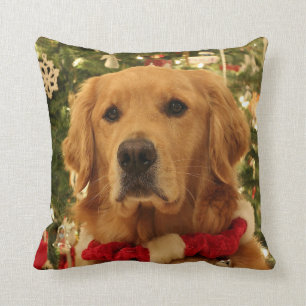 Coussin de Noël de golden retriever