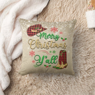 Coussin de Noël de la cow-girl rouge et noire