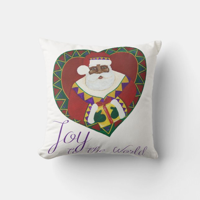 Coussin de Noël de Père Noël d'Afro-américain (Recto)