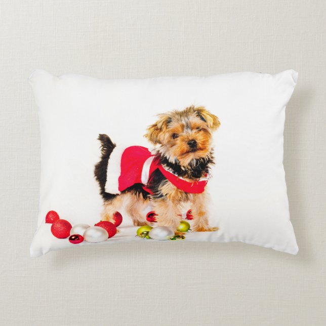 Coussin de Noël de Yorkie (Devant)