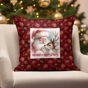 Coussin de Noël décoration maison Père Noël et Rud