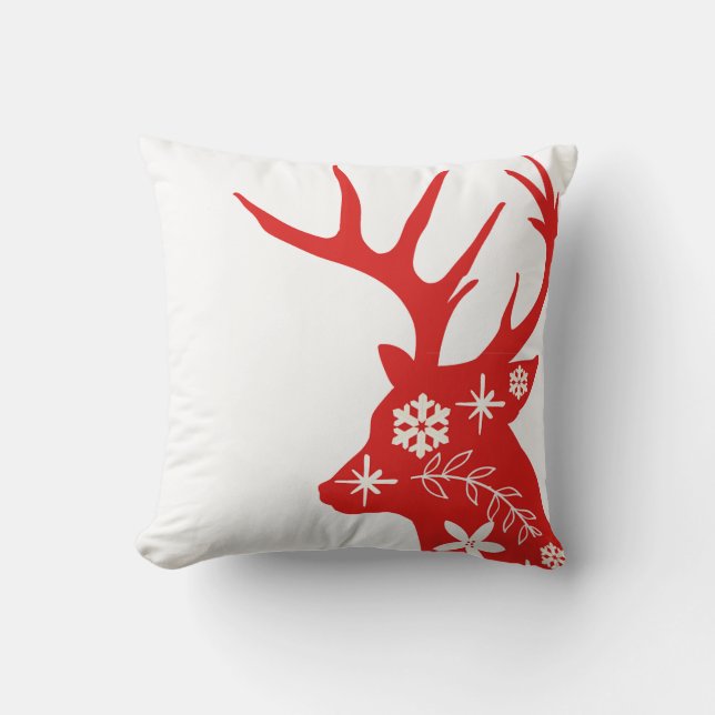 Coussin de Noël des Cerfs rouges et blancs (Recto)