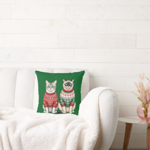 Coussin de Noël des chats, Tabby et chats siamois