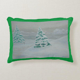Coussin de Noël d'hiver vert