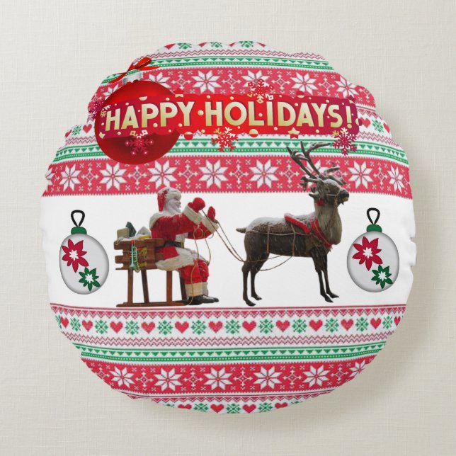 Coussin de Noël, Joyeuses fêtes (Devant)