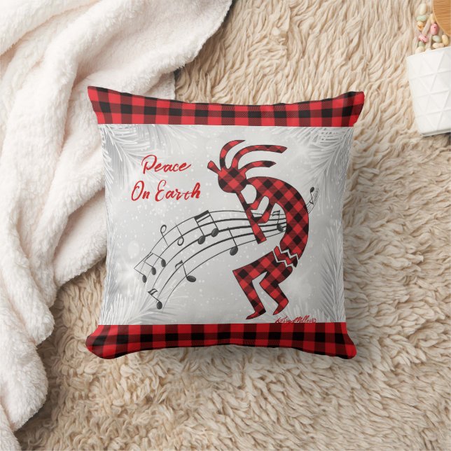 Coussin de Noël Kokopelli, rouge et noir (Couverture)