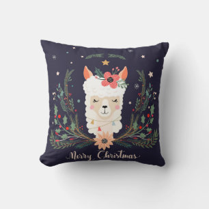 coussin de Noël lama