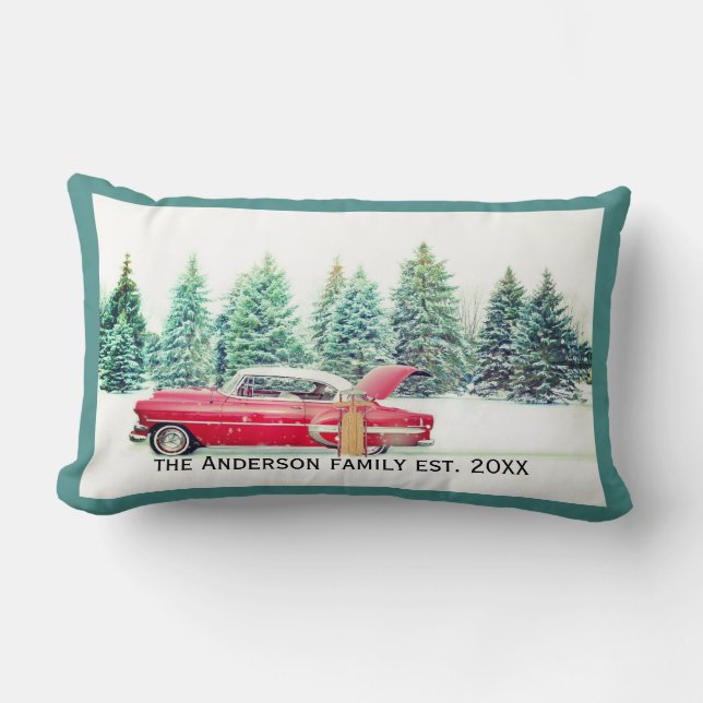 coussin de Noël personnalisé voiture classique rou (Recto)