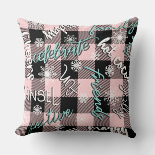 Coussin de Noël Pink/Red Snowflake