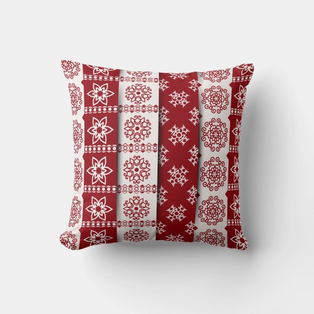 Coussin de Noël Red Plaid Snowflake (Recto)