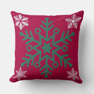 Coussin de Noël Snowflake/Reindeer Red Stripe