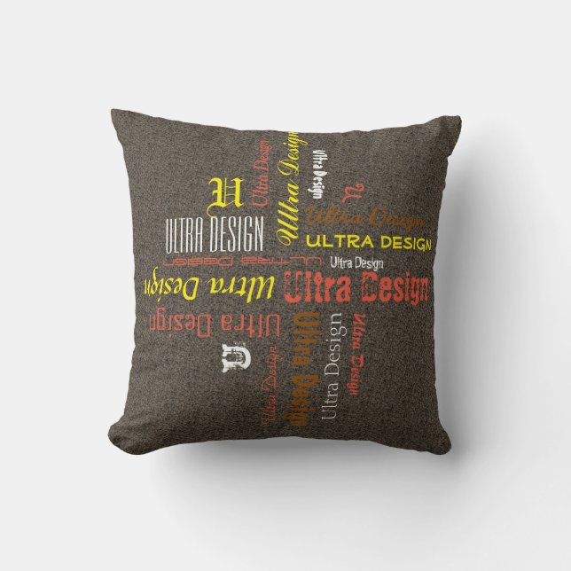 Coussin De nom de la société collage de typographie les (Recto)