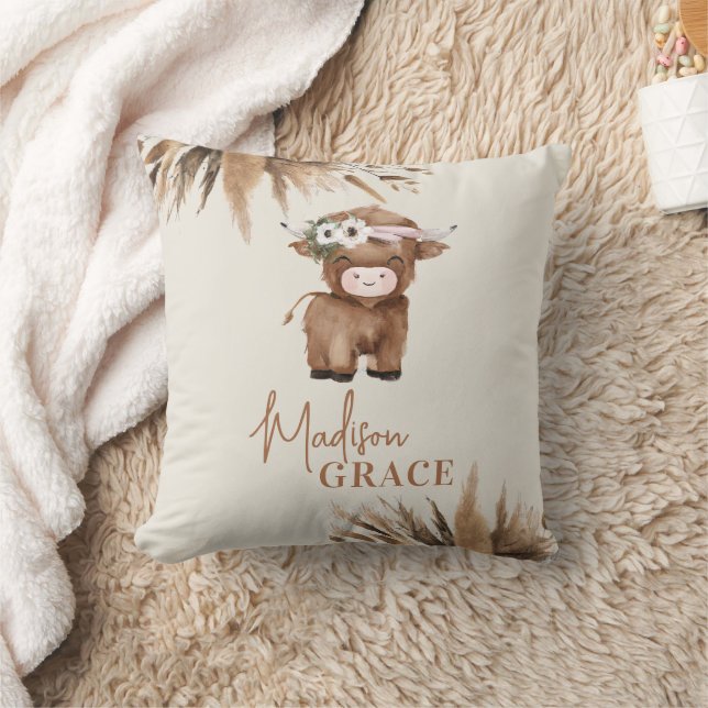 Coussin de nom de vache Highland personnalisé (Couverture)