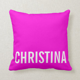 Coussin de nom personnalisé Hot Pink moderne