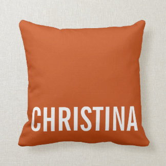 Coussin de nom personnalisé Orange moderne
