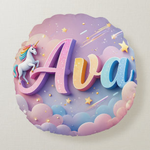 Coussin de nom Unicorne Pastel personnalisé