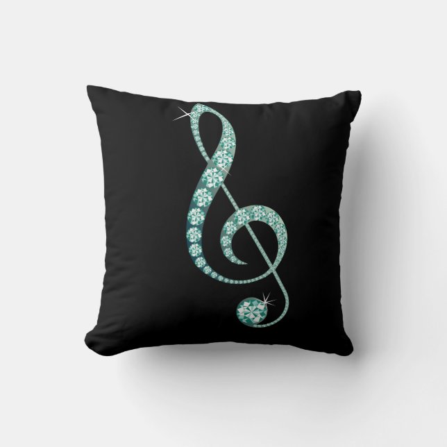 Coussin de note de musique métal or avec diamants (Recto)