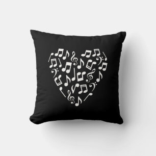 Coussin de notes musicales en forme de coeur (Arri