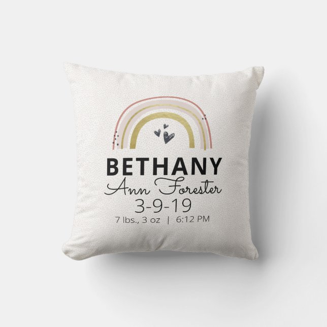Coussin de nurserie personnalisé Rainbow (Recto)