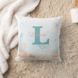Coussin de nursery sur le thème de la mer